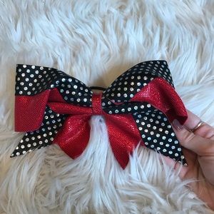 Red black and silver bow
